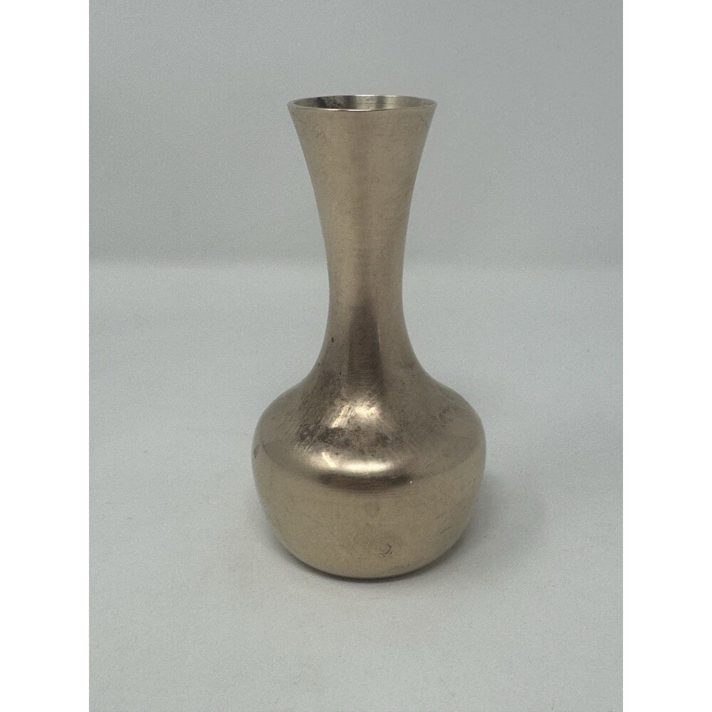 Vintage Solid Brass Flower Bud Vase 4.5” Made in India Gold Patina